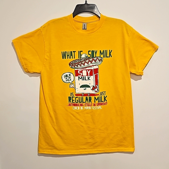'What if soy milk is just regular milk introducing itself in Spanish?' tee Med. - Picture 1 of 7